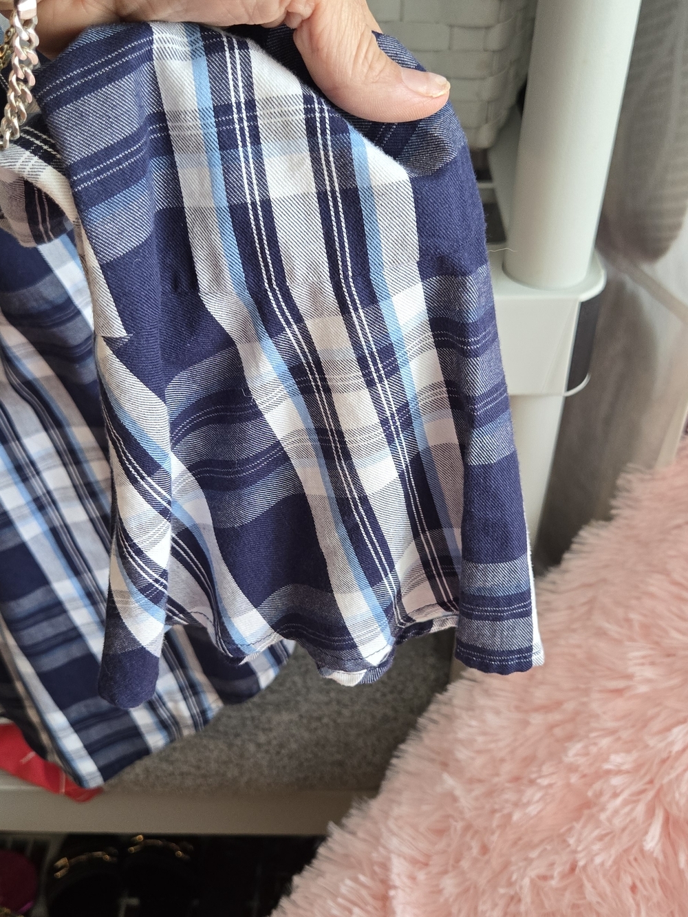 Draper James Navy, White and Light Blue Plaid Button-Up Shirt - Picture 2 of 6